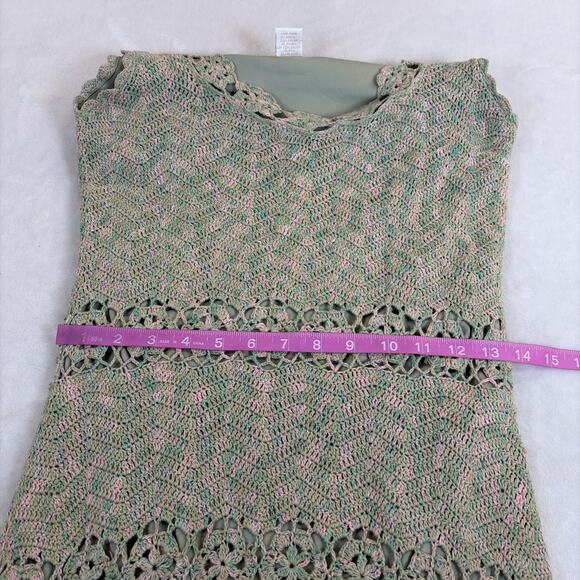 Vintage Kroshetta by Papillion Green & Pink Lined Maxi Dress Size XS Bnfts Chrty - Picture 6 of 10